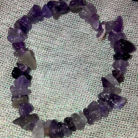 Purple Amethyst stone 2 piece set necklace and bracelet - Picture 4 of 4